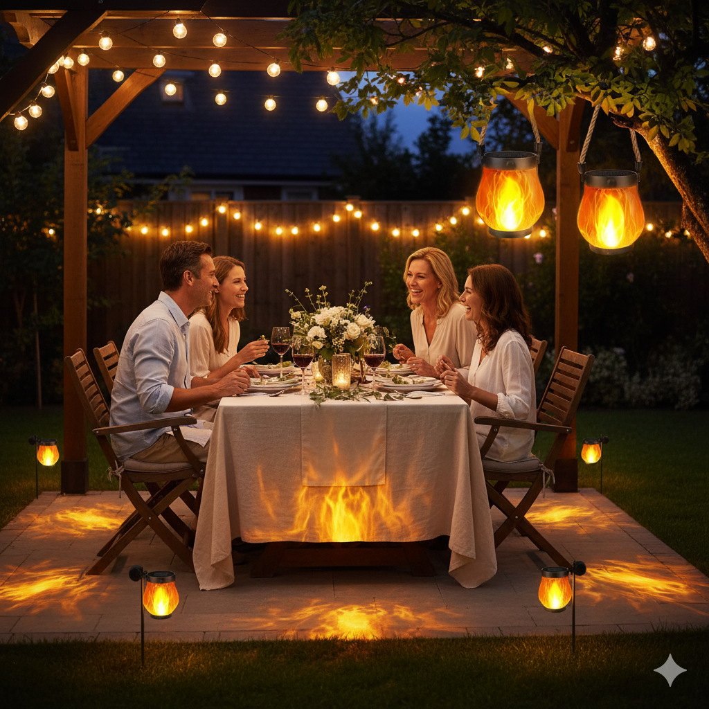 Solar Flickering Flame Garden Light